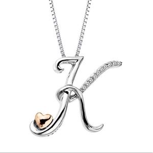 Diamond “K” Initial Pendant w/Necklace